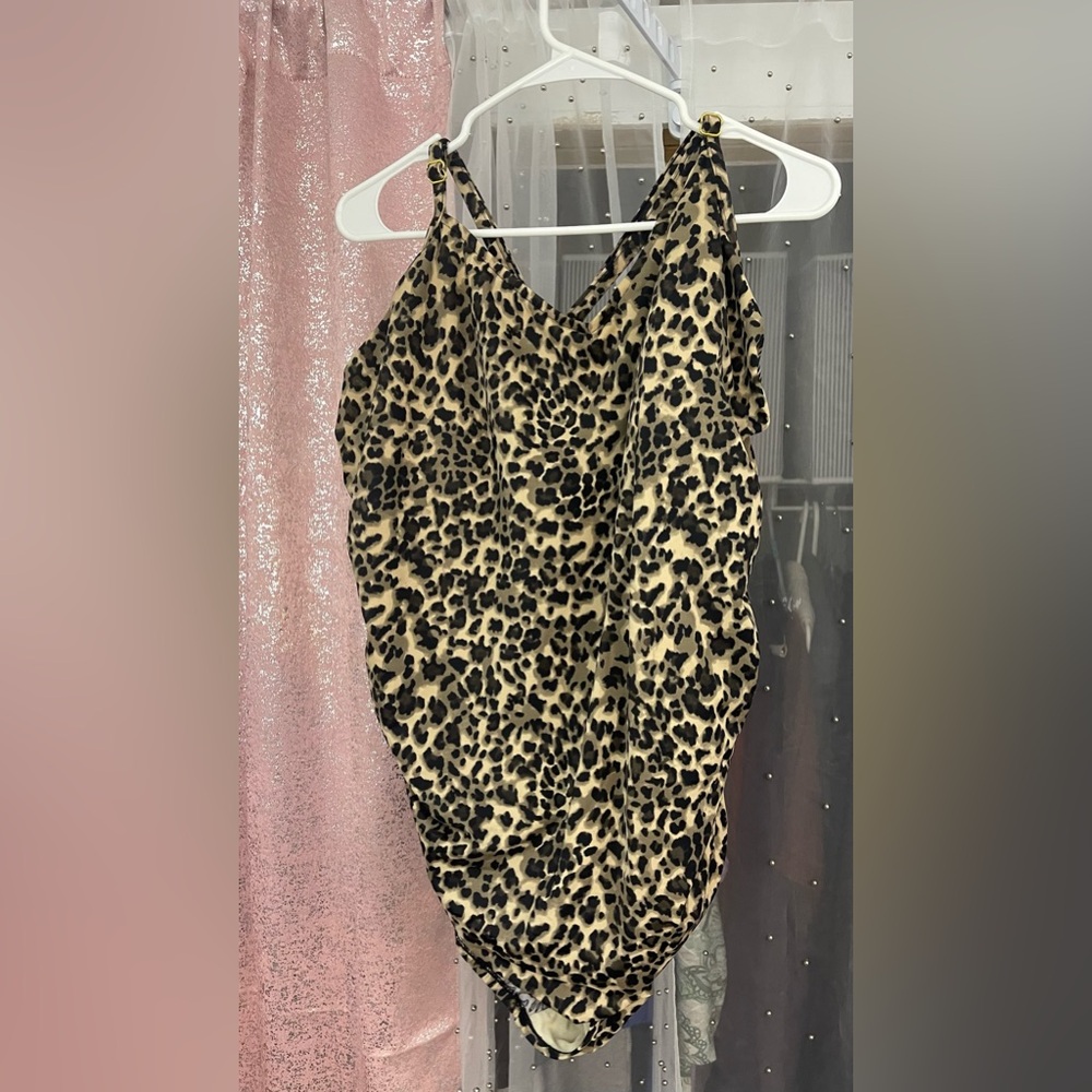 Aqua Green | Plus Size Cheetah Swimsuit | Size 24W